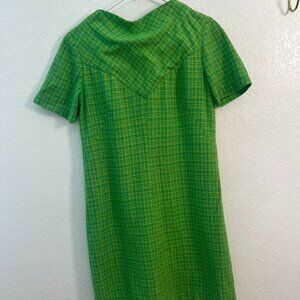 VINTAGE Green wool Mod dress Small/Medium